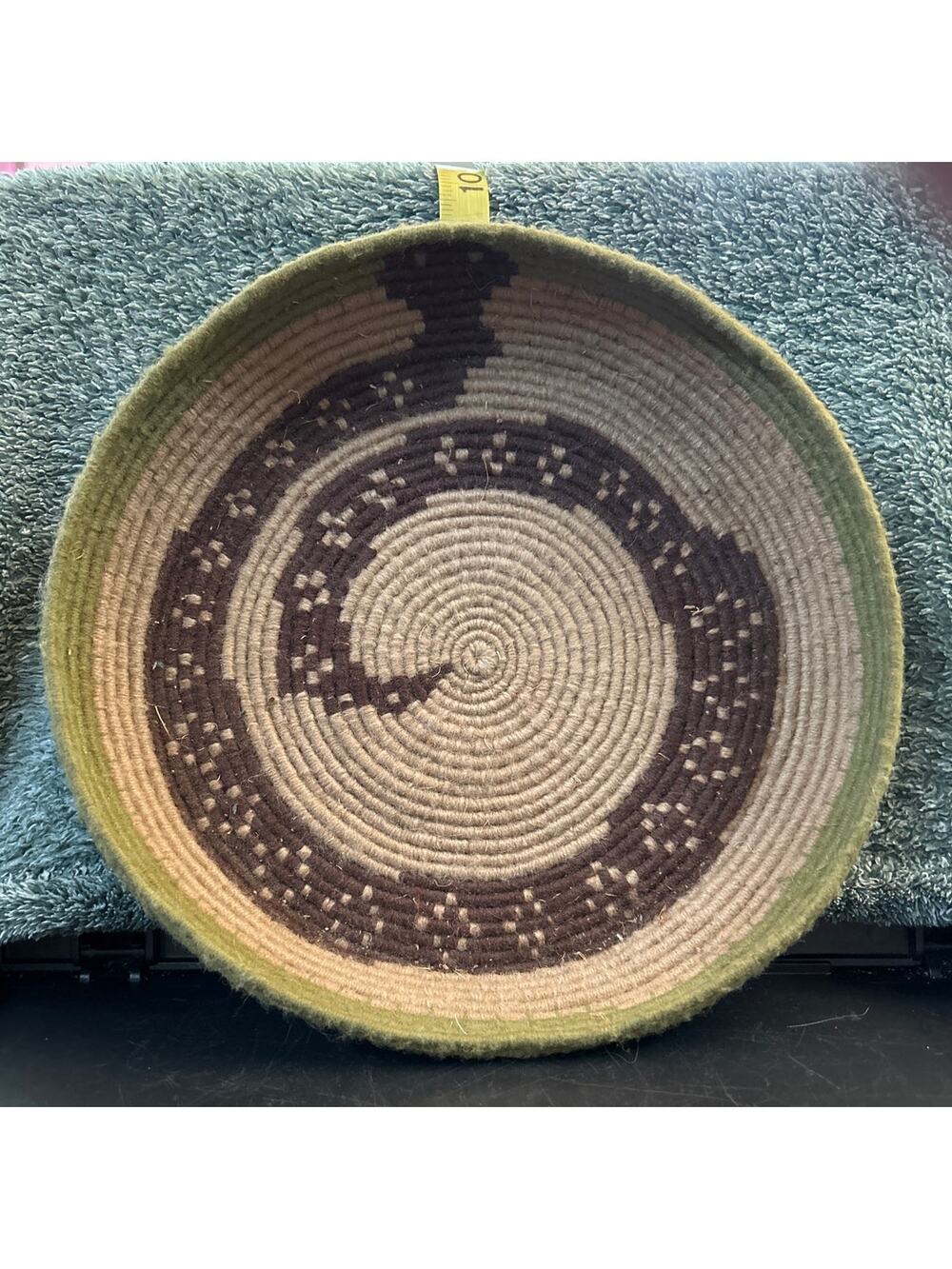 1980's Papago Native American Hand Woven Rattlesnake Basket